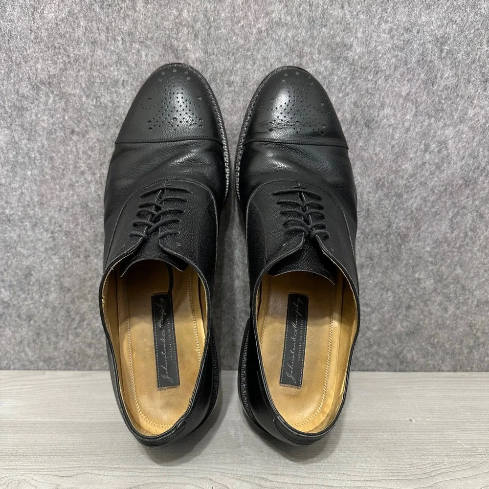 Johnston & Murphy Oxford Dress Shoes Mens 11 Black Pebbled Leather‎ Medallion